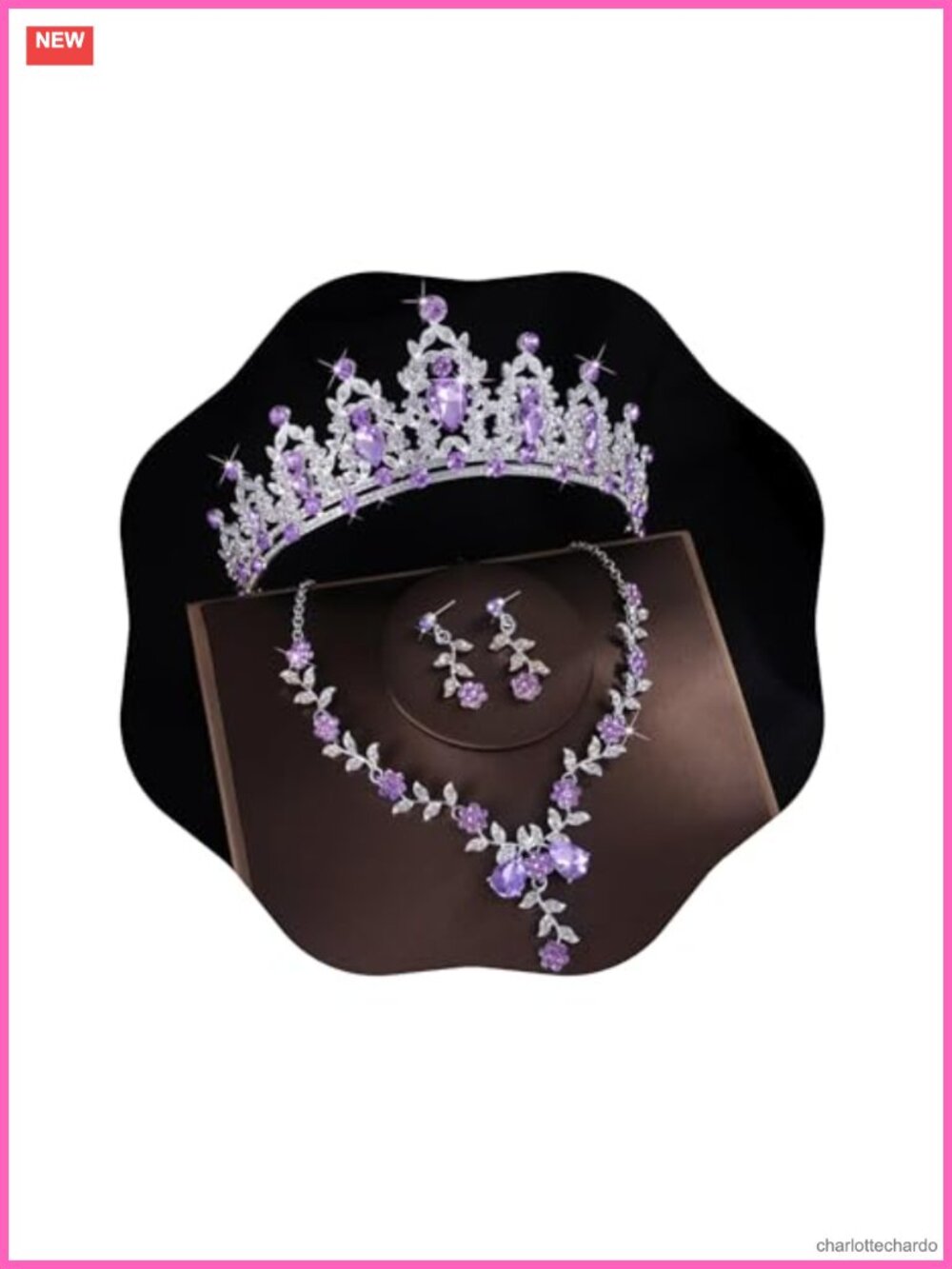 Crystal Bridal Jewelry Set Tiara Crown Necklace Earrings Alloy Steel Adjustable
